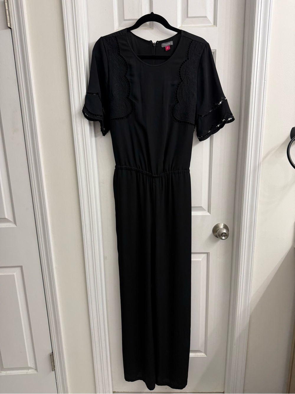 Vince Camuto Black Lace-Trim Jumpsuit
